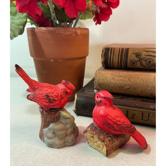 Vintage Bisque Porcelain Cardinal Salt & Pepper Shaker Set - Picture 3 of 5